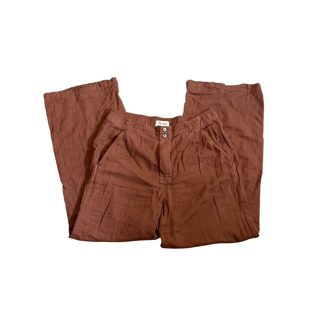 Rowan Joyce Pant Cordovan Brown Cotton Double Gauze Wide Leg Trousers S Luxury
